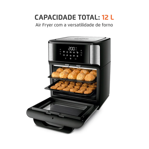 Imagem 2 de 8 de Air Fryer Forno 12L Afon-12l-gi 2000w Digital Mondial - Preto/Inox
